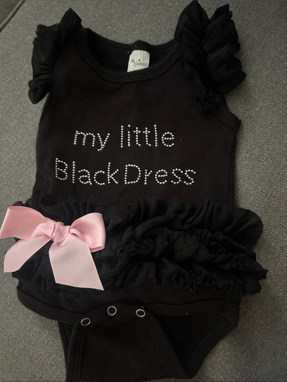 Black Sleeveless Bodysuit with Pink Bow